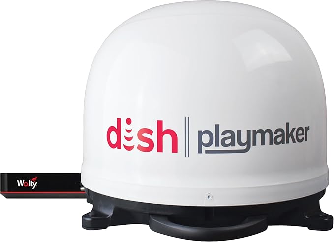 Winegard Dish Playmaker PL-70LR - Automatic Portable Satellite Antenna with Wally HD Receiver & 25 Ft Coax – RV, Camping, Tailgating, Outdoor, TV Connectivity – Refurbished - White
