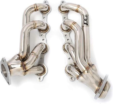 Exhaust Headers, Shorty Headers for 2002-2013 Silverado Sierra Tahoe Yukon Suburban Avalanche Escalade 4.8L 5.3L 6.0L 6.2L LS V8, 304 Stainless Steel, Polished, 1-5/8 in. Primary Tubes, Bolt-on Fit