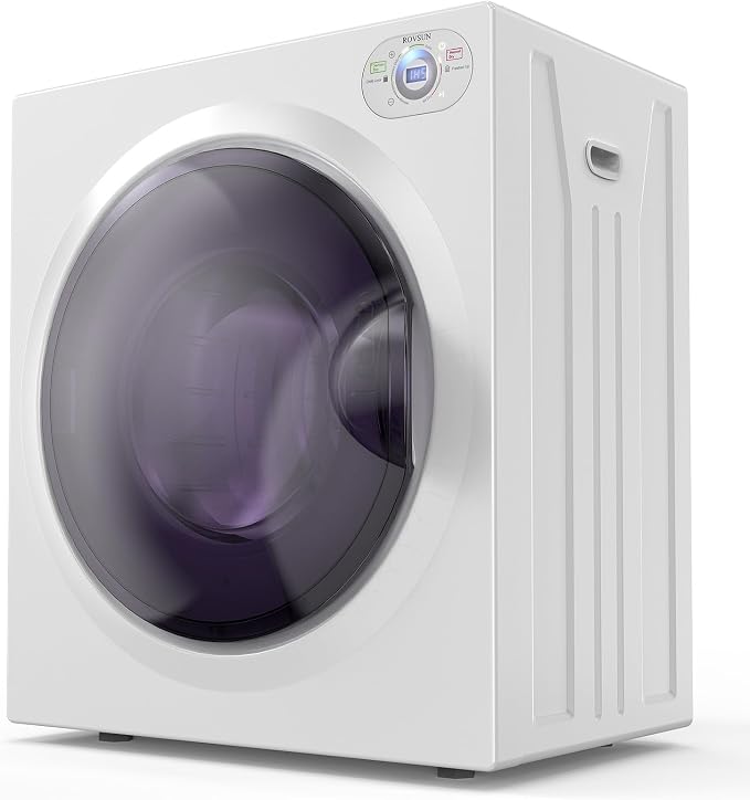 ROVSUN 2.6 Cu.Ft Portable Clothes Dryer, 1400W Fast Drying Front Load Tumble Laundry Dryer with Stainless Steel Tub & LCD Control Panel Six-Mode for Apartment, Home, Dorm
