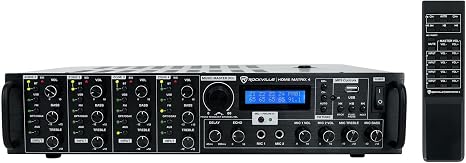 Rockville Home Matrix 4-Zone 8-Channel 600W Multi-Room Receiver Amp | Multi Source Routing, Bluetooth, USB, Optical, RCA, Coaxial, 2 Mic Inputs, Zone Volume Controls, Rack Mountable