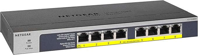 NETGEAR 8-Port PoE Gigabit Ethernet Unmanaged Network Switch (GS108PP)