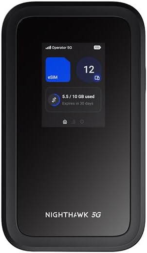 NETGEAR Nighthawk 5G Mobile Hotspot M7 | eSIM or SIM | Portable WiFi 7 Router for Travel in 140+ Countries | 32 Devices | Unlocked 5G/4G LTE | 3.6Gbps Speed | AT&T, T-Mobile, Verizon (MH7150)