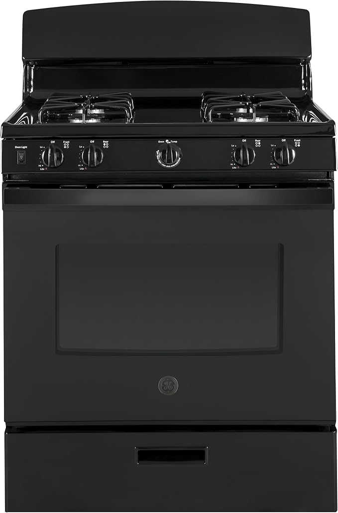 GE 30-Inch Freestanding Gas Range with 4 Sealed Burners, Standard Clean Oven, Black