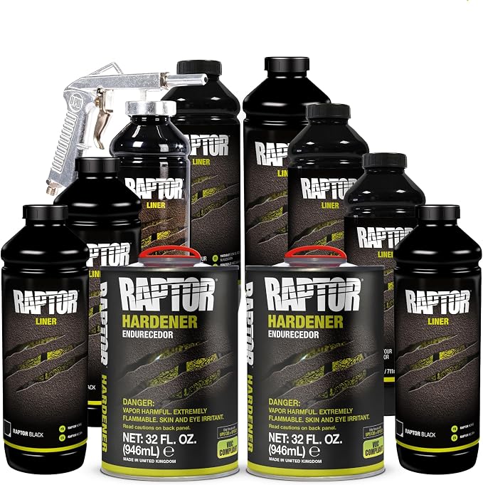 U-POL Raptor Black Urethane Spray-On Truck Bed Liner Kit, 8 Litres