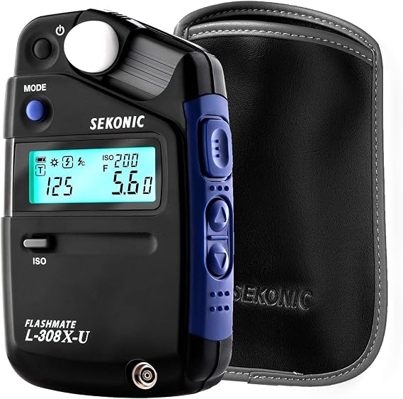 Sekonic L-308X-U Flashmate Light Meter, Compact Digital Incident & Reflected Exposure Meter with Photo, Cine & HD Cine Modes, LCD Auto Backlight, Illuminance Measurement, Pocket-Sized Design | Compact Digital Incident & Reflected Exposure Meter with Photo
