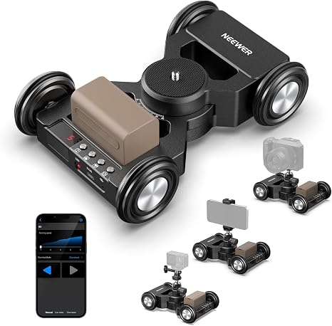 NEEWER DL400 Upgraded Motorized Camera Slider Dolly with App Control, Dual Motor Drive & Non Slip Wheels, 5H Runtime, Compatible with GoPro iPhone Android Samsung Smartphone DSLR Camera Camcorder