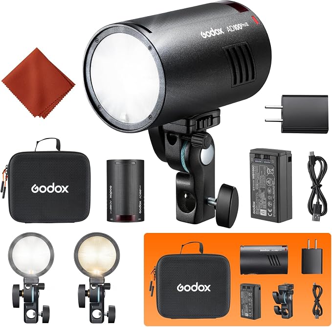Godox AD100 pro II AD100pro II 2850mAh Outdoor Pocket Flash 100Ws TTL/M | AD100PROII 2.4G Wilreless X System 1/8000 HSS 0.01-1.5s Recycling 490 Full Power