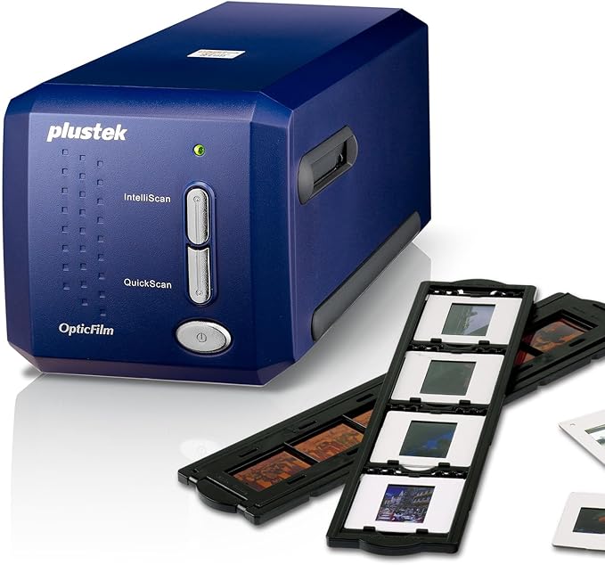 Plustek OpticFilm 8100-35mm Negative Film/Slide Scanner with 7200 DPI and 48-bit Output. Bundle Silverfast SE Plus 9, Support Mac and Windows | For 35mm Negative Film and Slide Mount, Bundle Silverfast SE Plus 9, Support Mac and Windows
