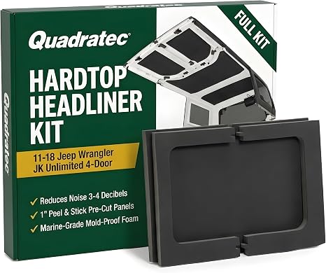 QuadraTop Acoustic Hardtop Headliner Kit - Fits Jeep Wrangler JLU, JKU & Gladiator JT 2007-2025 - Jeep Sound Deadening Roof Insulation - Jeep Gladiator Headliner (JK Unlimited 2011-2018)