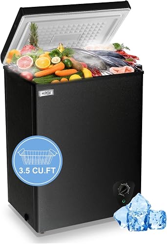 Chest Freezer 3.5 Cu.Ft Black Small Deep Freezer for Apartment Kitchen