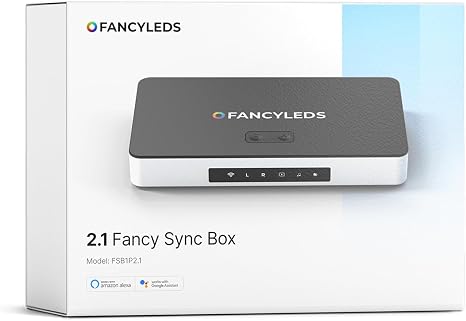 Fancyleds 2.1 Fancy Sync Box Streaming Media Player TV LED Synced Backlight with HDMI 2.1, 4K 120Hz, 144Hz, 8K 60Hz, VRR, ALLM, 96 RGBW LEDs Per Meter Ambient Lighting (for 70" to 95" TVs)