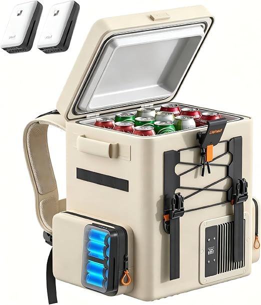 LiTHELi 12 Volt Portable Refrigerator with 2 U20 Batteries,20L/21QT Car Fridge, Portable Freezer (-4℉~68℉),Compressor Cooler with 12V/24 DC for Outdoor Camping Overlanding Truck RV SUV Van