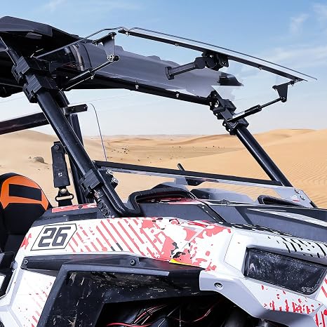 KEMIMOTO 3 in 1 Front Flip Windshield Compatible with 2019-2023 RZR XP 1000,Heavy Duty PC Front Windshield One-Hand Scratch Resistant Polycarbonate 300X Stronger than Glass Fit Roof and Mirrors
