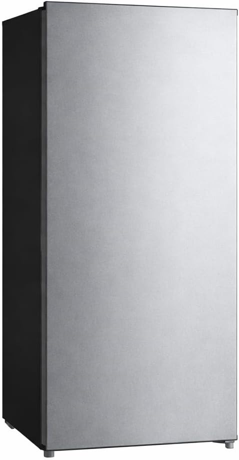 Modern Upright Freezer, Reversible Door Hinge, Removable Shelves - 7.1 Cu ft Capacity (Stainless Steel)