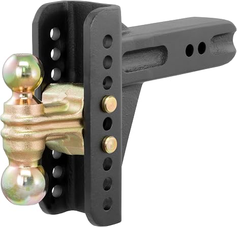 CURT 45902 Adjustable Dual-Ball Channel Mount, 2-1/2" Shank, 6" Drop