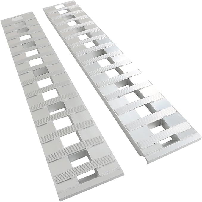 labwork 84 inch X 14 inch Aluminum Ramps Silver Trailer Ramps 1 Pair Hook Ramp Attachment End