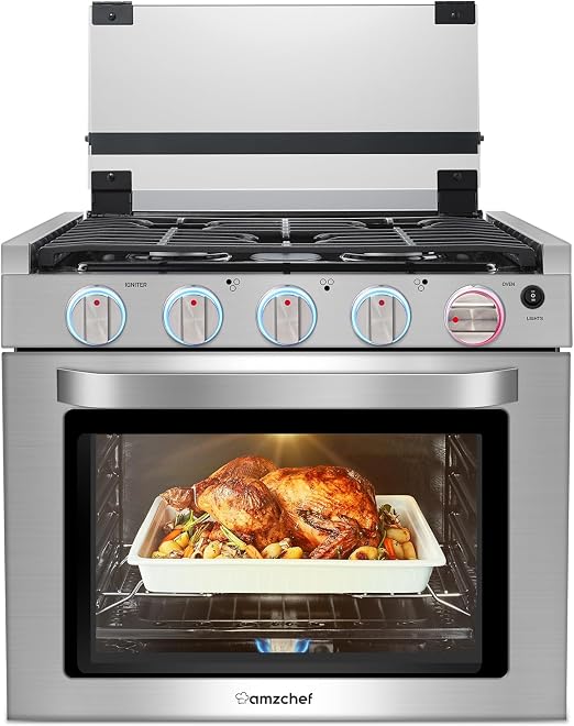 AMZCHEF 21 Inch RV Gas Range, 3 Burners 28,100 BTU Oven for RV/Camper/Trailer