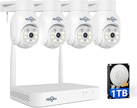 Hiseeu 5MP Wireless Security Camera System,4 Cam-Kit, 1T HDD