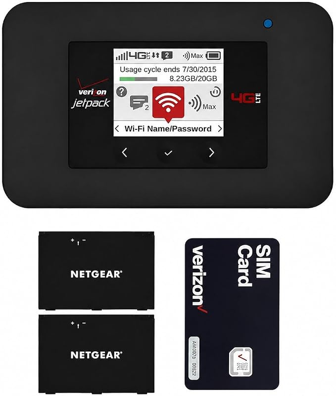 Verizon Wireless Jetpack Netgear AC791L | Mobile Hotspot for Travel | 4G Mobile Portable WiFi | Unlocked Globally | Speed up to 300 Mbps | Battery Usage 20 Hours | EVDO-LINK Bundle - Verizon Sim Card