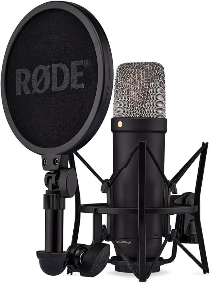 RØDE NT1 5th Gen Large-Diaphragm Studio Condenser Microphone - XLR & USB Outputs - Shock Mount & Pop Filter Included - Music Production, Vocal Recording, Podcasting - Black - Professional Audio | Shock Mount & Pop Filter Included, Professional Audio, XLR