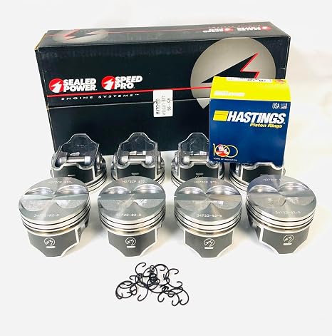 Flat Top Hypereutectic Coated Pistons & Moly Rings Compatible with 1964-1992 Ford 289 302. Click Size Needed Before Adding to Cart! (+.060 4.060" Bore Dia.)