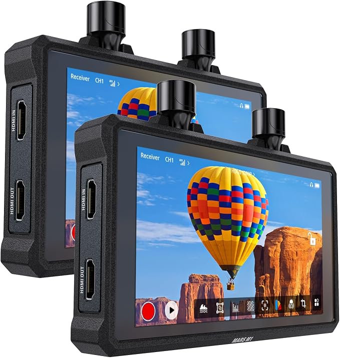 Hollyland Mars M1 Enhanced Wireless Transmitter & Receiver & Monitor, 3-in-1, SDI/HDMI Wireless Video Transmission System with 450ft (150m) Los Range and 0.08s Ultra-Low Latency, Duo Kit