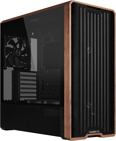 Lian Li LANCOOL 217 ATX Mid-Tower PC Case, 5 PWM Fans, Black Walnut Wood