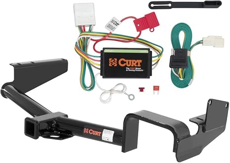 CURT Class 3 Trailer Hitch 2" Receiver with 4-Way Flat Output Custom Wiring Harness fits 2008-2013 Highlander | Resists Rust, Chipping, & UV | Includes Hardware and Dust Cover