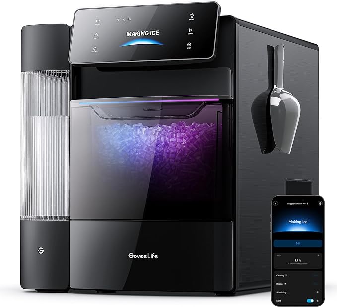 GoveeLife Smart Nugget Ice Maker Pro, 60lbs Daily, 6-Minute Ice, 40dB