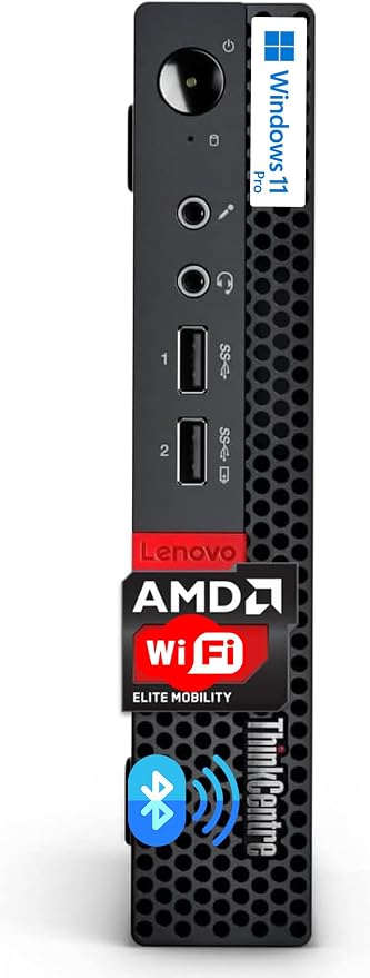 Lenovo ThinkCentre Micro Desktop, 16GB DDR4 RAM, 1TB SSD Drive, AMD Processor & Graphics, Dual-Display Support, Wi-Fi, Bluetooth, USB, RJ-45, Windows 11 Pro, Business-Grade, Home-Friendly