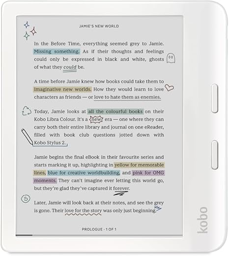 Kobo Libra Colour eReader, 7” Color E Ink, Waterproof, White