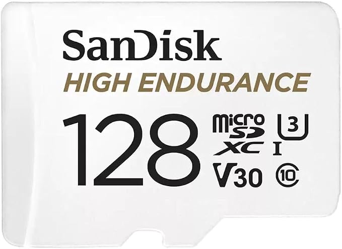 SANDISK 128GB High Endurance Video microSDXC Card with Adapter for dash cam and home monitoring systems - C10, U3, V30, 4K UHD, Micro SD Card - SDSQQNR-128G-GN6IA