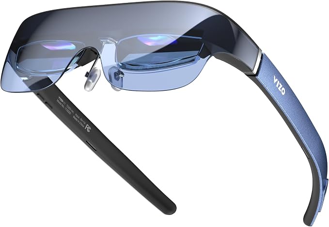 TOZO VIZO V1 AR Glasses with 118" Mega Screen Adjustable Myopia Correction | Ultra-Bright Display, Built-in Speakers, 2D 3D Mode, Adjustable Nose Pads, USB-C Plug for Android iPhone 17/16/15 Dark Blue