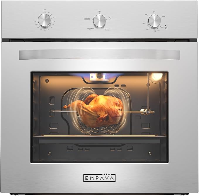 Empava 24" 2.3 cu ft Natural Gas Single Wall Oven, 18-Gauge Stainless Steel