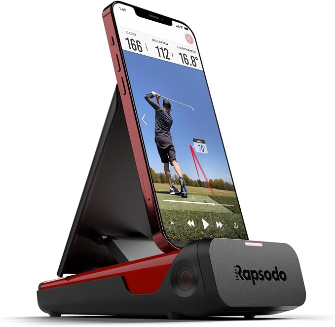 Rapsodo Mobile Launch Monitor Golf Simulator | MLM iPhone & iPad Only | Indoor & Outdoor Swing Analyzer & Tracker | GPS Satellite View | Ball Speed, Club Speed & Launch Angle Data
