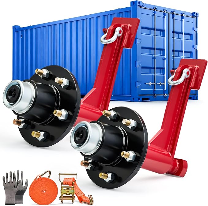 2 Pack Shipping Container Wheels Kit, 6-Lug for 20-40ft Containers