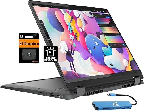 Lenovo IdeaPad Flex 5i Chromebook Plus 14" 2-in-1 Laptop, Intel i3, 8GB RAM | 256GB Storage (128GB+128GB SD Card), FHD+ IPS Touchscreen, Home, Students, Backlit, Slim, Lightweight, Webcam, Chrome OS