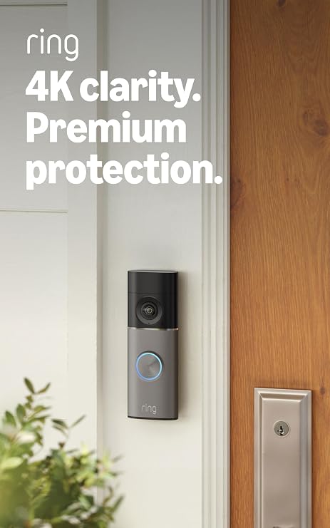 Ring Battery Doorbell 4K Pro (newest model), Retinal 4K with wide-angle video, up to 10x Enhanced Zoom, Night Vision, and Quick Release Ultra Battery Pack, Deep Silver
