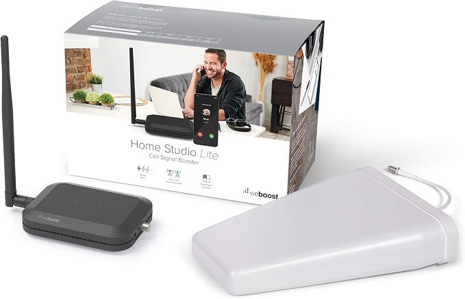 weBoost Home Studio Lite - Cell Phone Signal Booster for Verizon and AT&T only | Boosts 5G, 4G LTE up to 3,000 sq. ft | Made in the U.S. | FCC Approved (model 470165)
