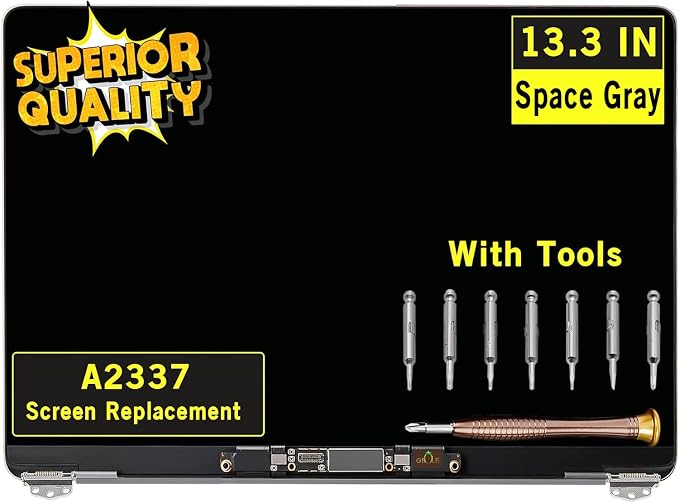 Screen Replacement for MacBook Air A2337 M1 2020 Year EMC 3598 Retina Display LCD Screen Full Assembly Complete Top Assembly 13.3" 2560x1600 (Space Gray)