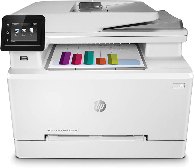 HP Laser Jet Pro M283FDW Multifunction Color Fax/Scan/Printer 22ppm 600x600dpi 250-sheet e-Print, Ethernet, USB, Wi-Fi (Renewed) | 22ppm 600x600dpi 250-sheet e-Print, Ethernet, USB, Wi-Fi connectivity