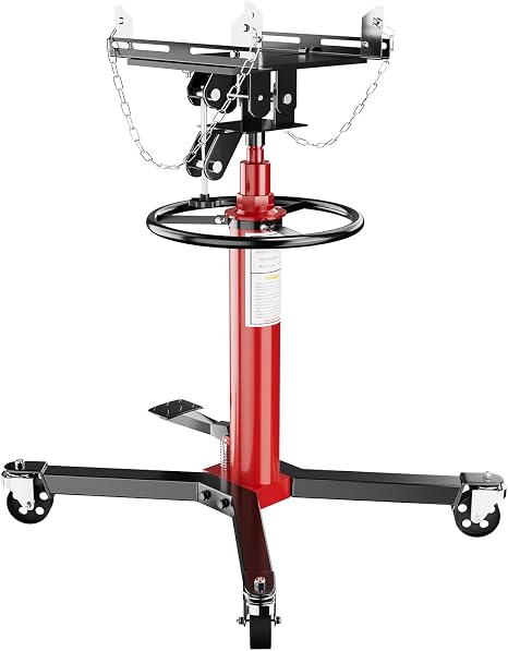 1100lbs Transmission Jack, Heavy Duty Professional Hydraulic Transmission Jack High Lift 2 Stage Adjustable Telescoping, 33.5" to 67" Lifting Range, 1/2Ton Capacity, 360° Swivel Wheel