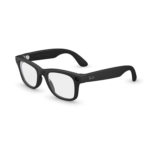 Meta Ray-Ban (Gen 2) Wayfarer Smart AI Glasses, Matte Black, Clear Lenses