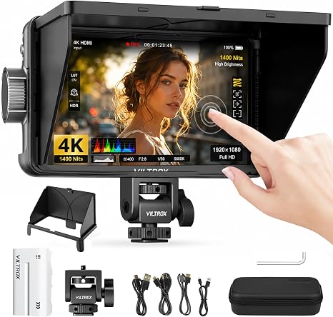 VILTROX DC-550 Pro II 5.5" 1400 Nits Camera Monitor with Camera Control | 4K@60 HDMI 2.0 Touchscreen HD Display 3D LUT Onion Skin Vertical UI, Waveform & 160° Wide View Angle DSLR Monitor