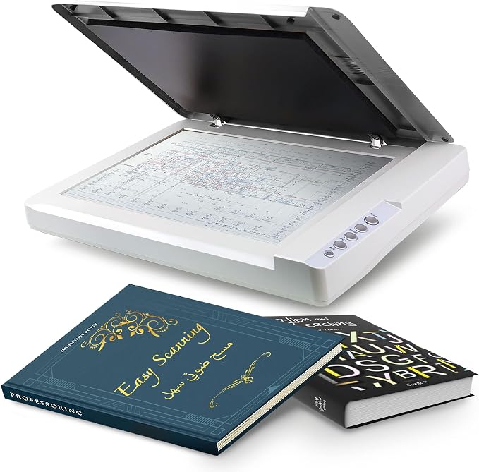 Plustek OS1180 - Flat Scanner for Graphics and Documents in A3 Format, Design Suitable for Libraries, Schools or Small Offices - Scanning A3 Documents in Approximately 9 Seconds | Scan Tabloid / Ledger / A3 Size paper by 300 DPI , Color in 8 second. Desig