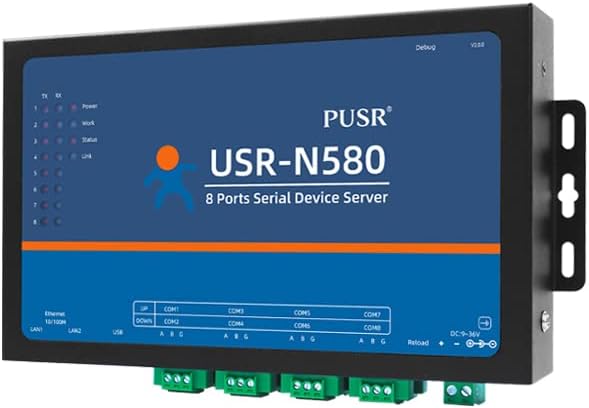 8 Ports MQTT Modbus Gateway Support SSL/TLS Edge Computing RS485 Serial to ethernet Converter Device Server USR-N580