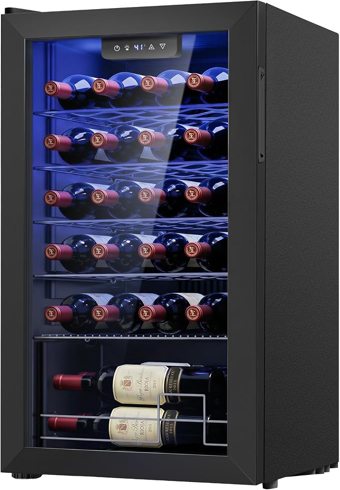 25 Bottle Wine Cooler Refrigerator,Freestanding Wine Fridge,Black