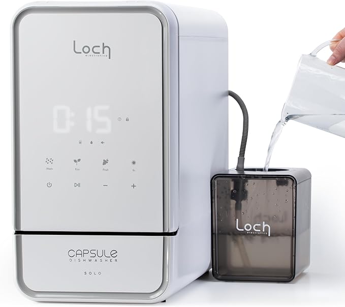 Capsule Dishwasher - Solo | Countertop Dishwasher - 7 Programmes, Touch Control, Auto-drying, Baby Care & Fruit Wash, No Plumbing Required, 15min Wash Cycle - Perfect for Small Kitchens, Campervans