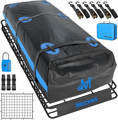 Mockins 84"x39"x6" XL Extendable Waterproof Car Roof Rack Cargo Carrier