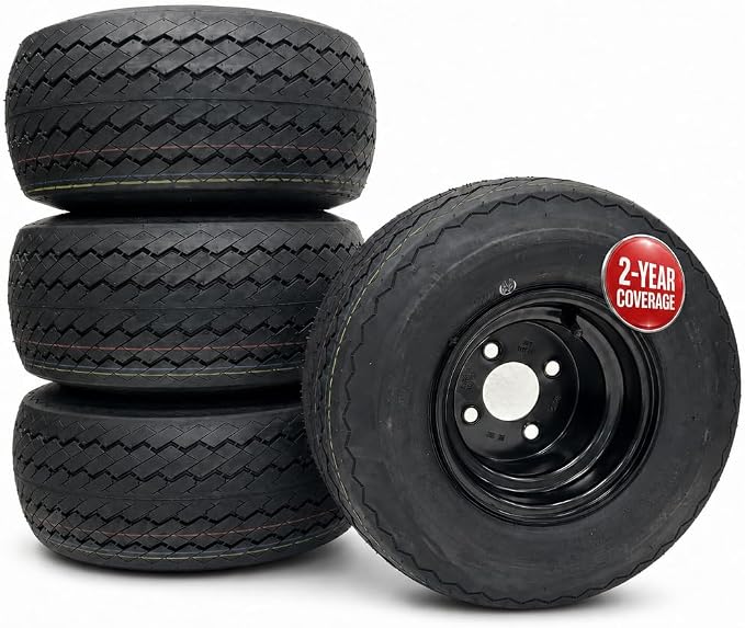 eCustomrim 4-Pack Black Golf Cart Tire Wheel Assembly 8 Inch 18X8.50-8